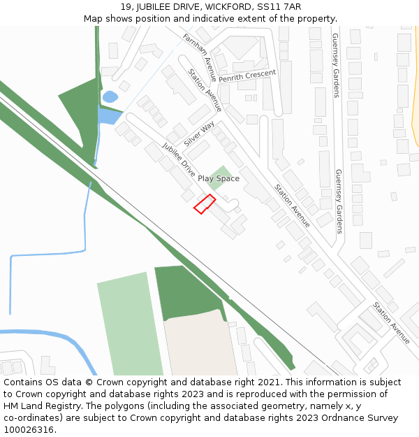 19, JUBILEE DRIVE, WICKFORD, SS11 7AR: Location map and indicative extent of plot