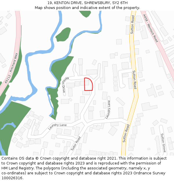 19, KENTON DRIVE, SHREWSBURY, SY2 6TH: Location map and indicative extent of plot