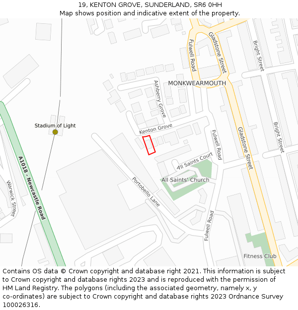 19, KENTON GROVE, SUNDERLAND, SR6 0HH: Location map and indicative extent of plot