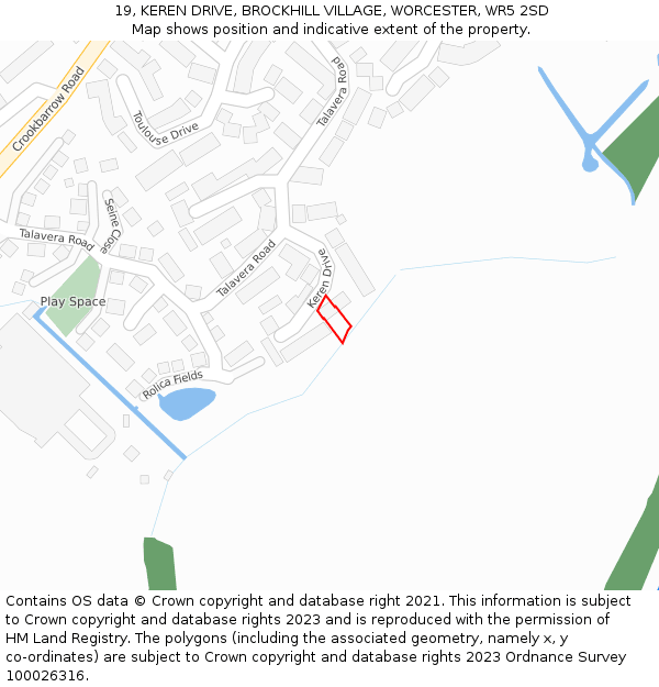 19, KEREN DRIVE, BROCKHILL VILLAGE, WORCESTER, WR5 2SD: Location map and indicative extent of plot