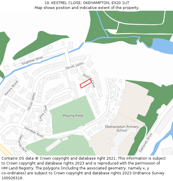 19, KESTREL CLOSE, OKEHAMPTON, EX20 1UT: Location map and indicative extent of plot