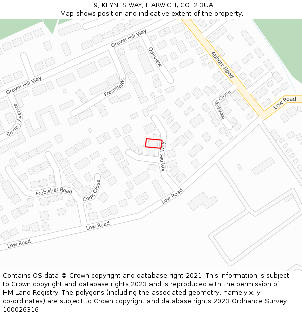 19, KEYNES WAY, HARWICH, CO12 3UA: Location map and indicative extent of plot