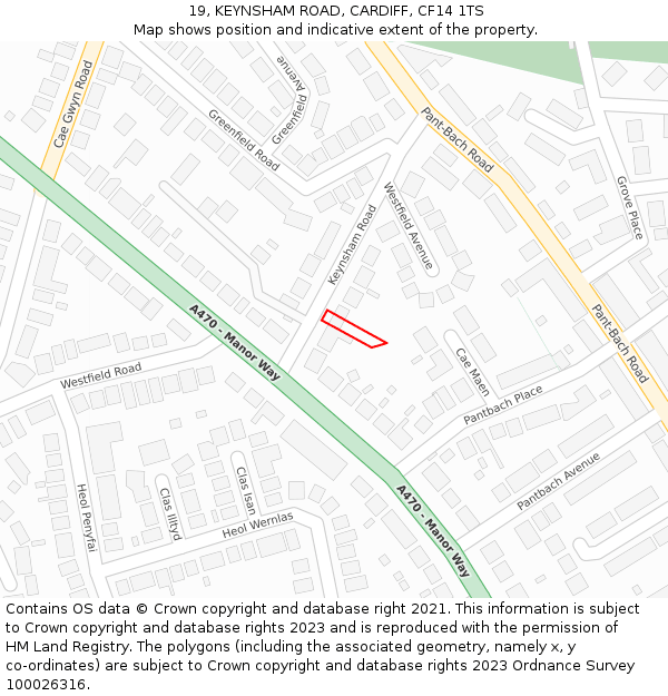 19, KEYNSHAM ROAD, CARDIFF, CF14 1TS: Location map and indicative extent of plot