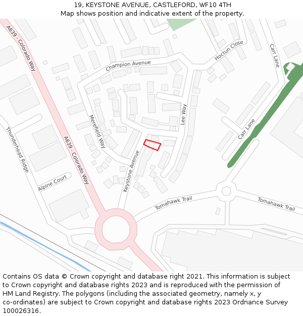 19, KEYSTONE AVENUE, CASTLEFORD, WF10 4TH: Location map and indicative extent of plot