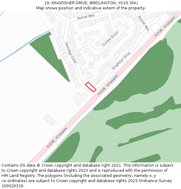 19, KINGFISHER DRIVE, BRIDLINGTON, YO15 3NU: Location map and indicative extent of plot