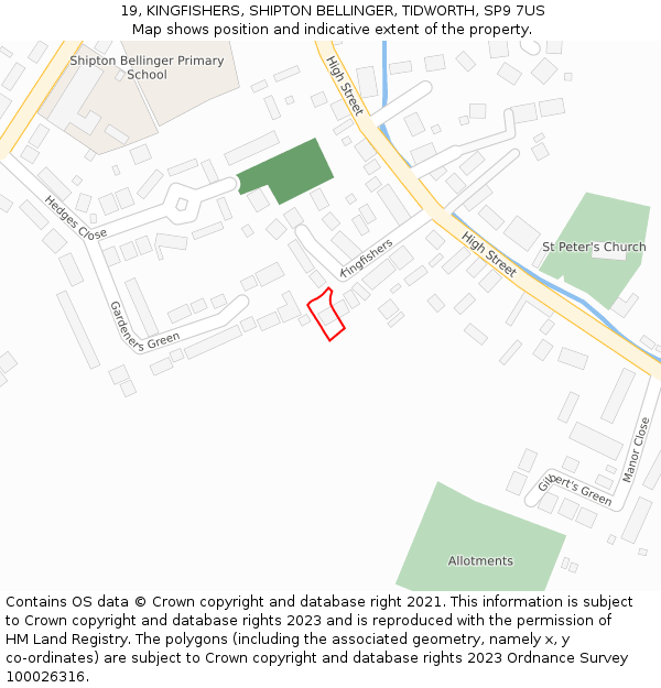 19, KINGFISHERS, SHIPTON BELLINGER, TIDWORTH, SP9 7US: Location map and indicative extent of plot