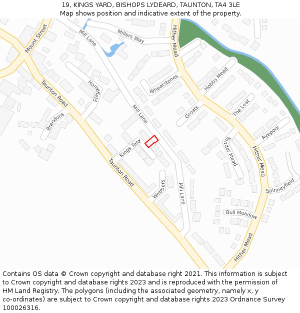 19, KINGS YARD, BISHOPS LYDEARD, TAUNTON, TA4 3LE: Location map and indicative extent of plot