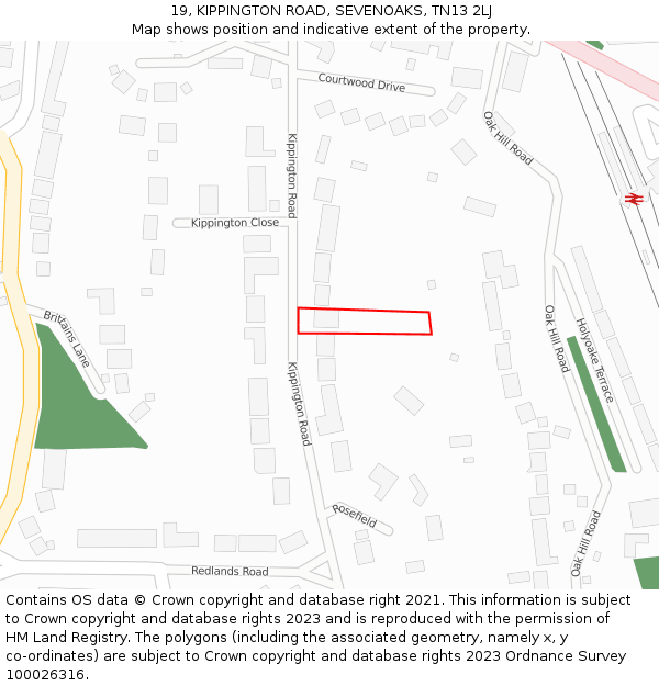 19, KIPPINGTON ROAD, SEVENOAKS, TN13 2LJ: Location map and indicative extent of plot