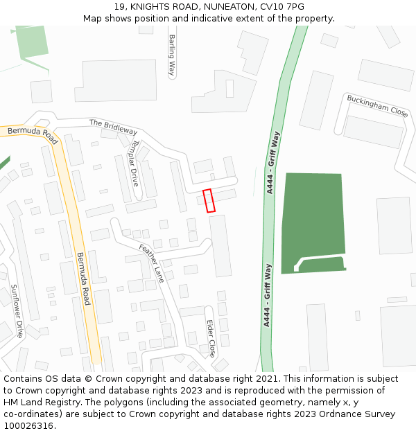 19, KNIGHTS ROAD, NUNEATON, CV10 7PG: Location map and indicative extent of plot