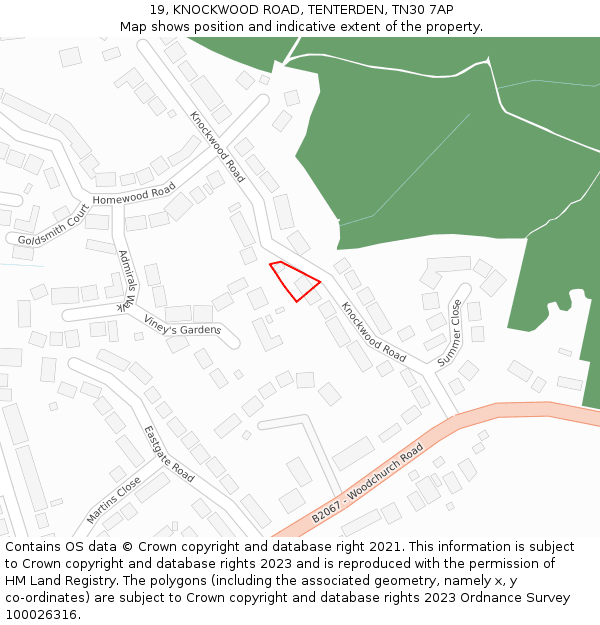 19, KNOCKWOOD ROAD, TENTERDEN, TN30 7AP: Location map and indicative extent of plot