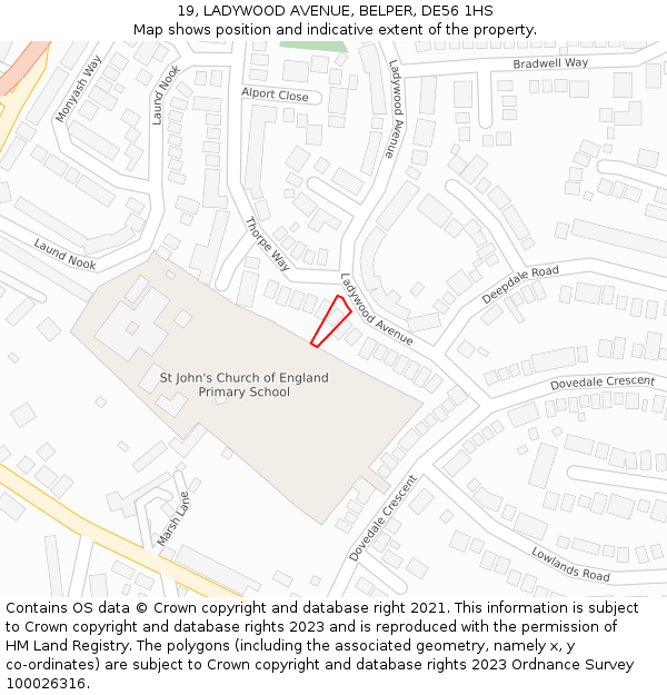 19, LADYWOOD AVENUE, BELPER, DE56 1HS: Location map and indicative extent of plot