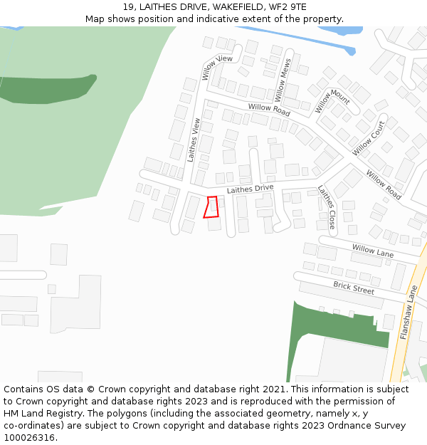 19, LAITHES DRIVE, WAKEFIELD, WF2 9TE: Location map and indicative extent of plot