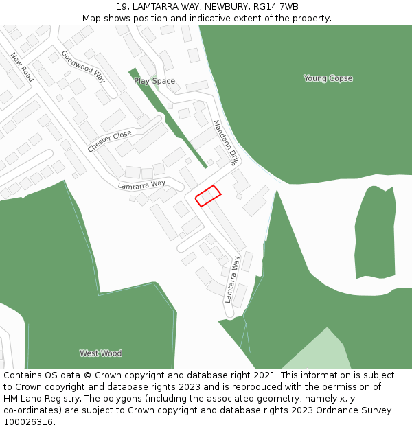19, LAMTARRA WAY, NEWBURY, RG14 7WB: Location map and indicative extent of plot
