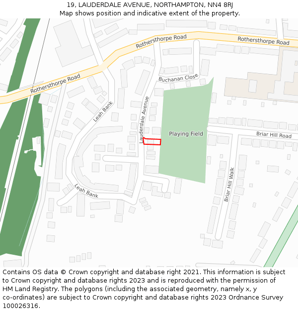 19, LAUDERDALE AVENUE, NORTHAMPTON, NN4 8RJ: Location map and indicative extent of plot