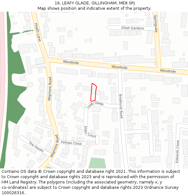 19, LEAFY GLADE, GILLINGHAM, ME8 0PJ: Location map and indicative extent of plot