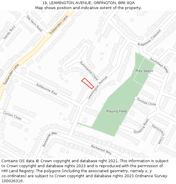 19, LEAMINGTON AVENUE, ORPINGTON, BR6 9QA: Location map and indicative extent of plot