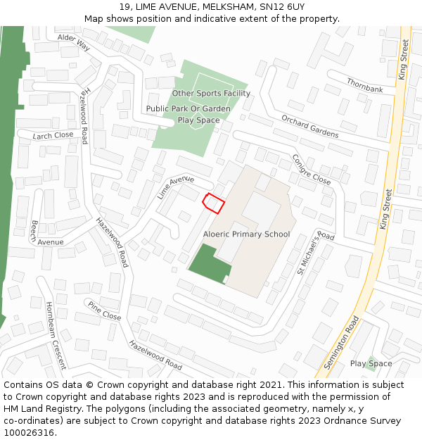 19, LIME AVENUE, MELKSHAM, SN12 6UY: Location map and indicative extent of plot
