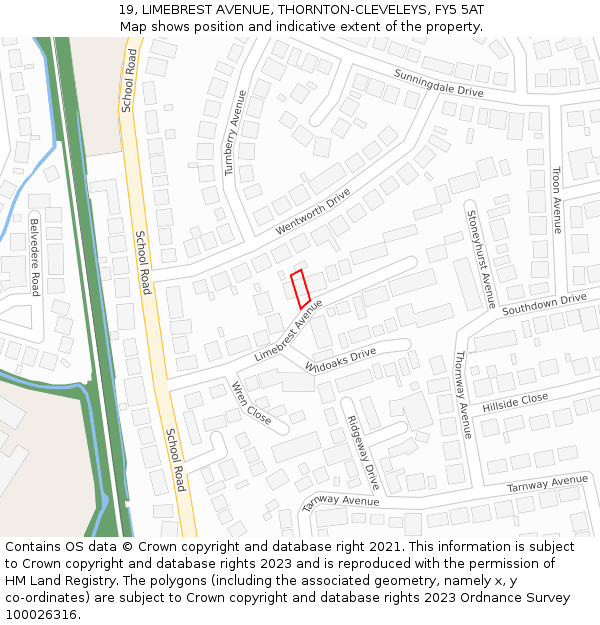 19, LIMEBREST AVENUE, THORNTON-CLEVELEYS, FY5 5AT: Location map and indicative extent of plot
