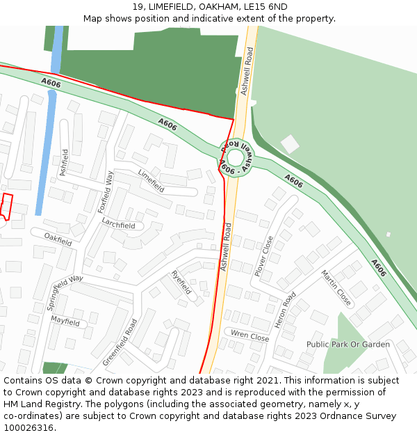 19, LIMEFIELD, OAKHAM, LE15 6ND: Location map and indicative extent of plot