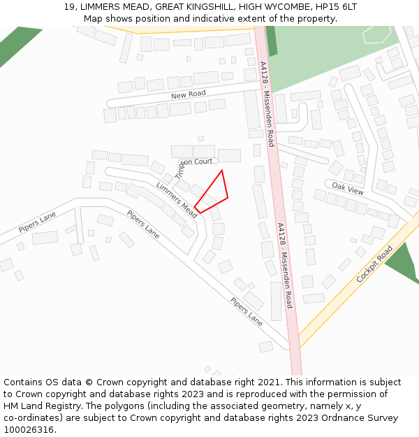 19, LIMMERS MEAD, GREAT KINGSHILL, HIGH WYCOMBE, HP15 6LT: Location map and indicative extent of plot