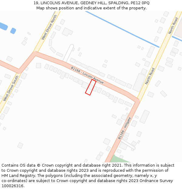 19, LINCOLNS AVENUE, GEDNEY HILL, SPALDING, PE12 0PQ: Location map and indicative extent of plot