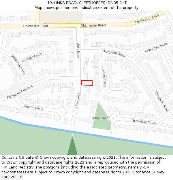 19, LINKS ROAD, CLEETHORPES, DN35 0HT: Location map and indicative extent of plot