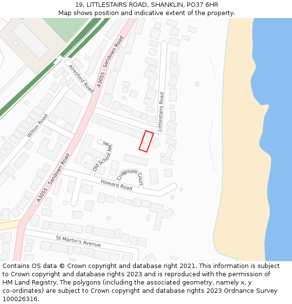 19, LITTLESTAIRS ROAD, SHANKLIN, PO37 6HR: Location map and indicative extent of plot