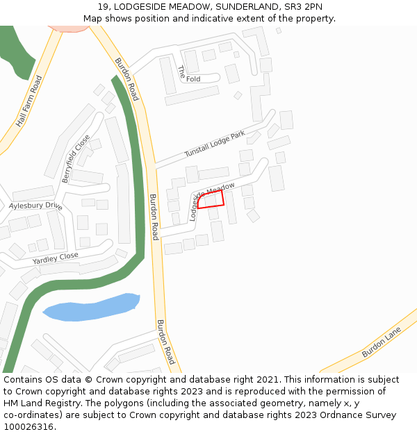 19, LODGESIDE MEADOW, SUNDERLAND, SR3 2PN: Location map and indicative extent of plot