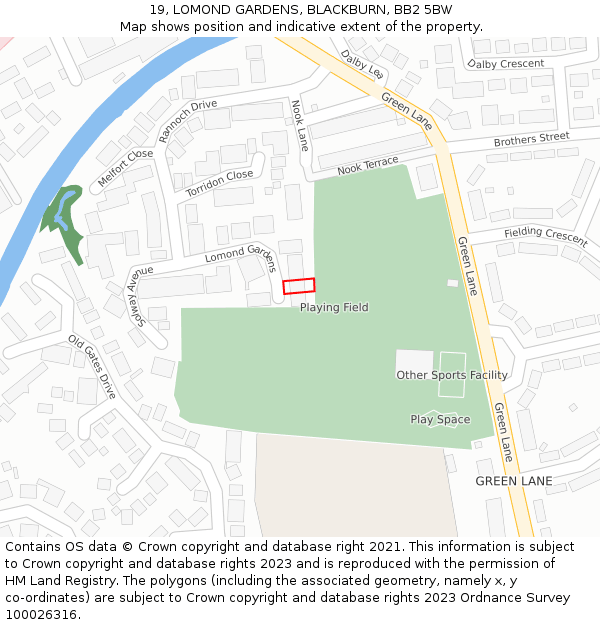 19, LOMOND GARDENS, BLACKBURN, BB2 5BW: Location map and indicative extent of plot