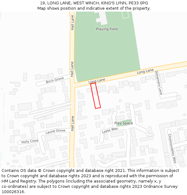 19, LONG LANE, WEST WINCH, KING'S LYNN, PE33 0PG: Location map and indicative extent of plot