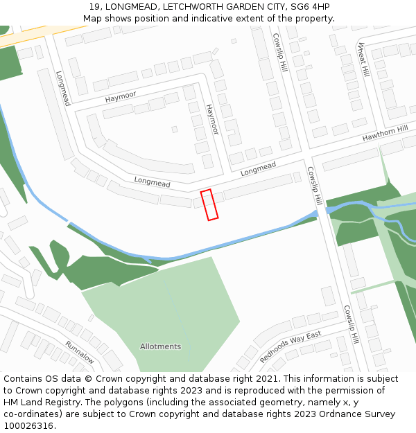 19, LONGMEAD, LETCHWORTH GARDEN CITY, SG6 4HP: Location map and indicative extent of plot