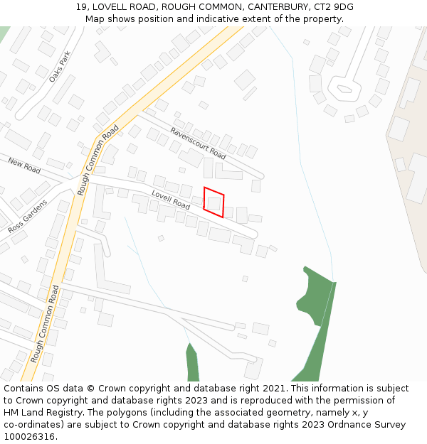 19, LOVELL ROAD, ROUGH COMMON, CANTERBURY, CT2 9DG: Location map and indicative extent of plot