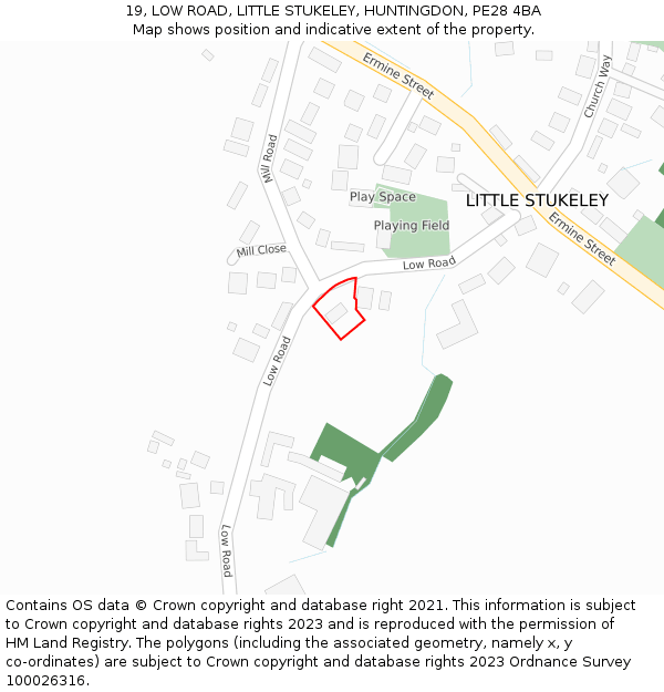 19, LOW ROAD, LITTLE STUKELEY, HUNTINGDON, PE28 4BA: Location map and indicative extent of plot