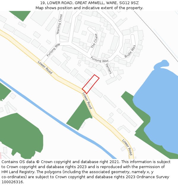 19, LOWER ROAD, GREAT AMWELL, WARE, SG12 9SZ: Location map and indicative extent of plot