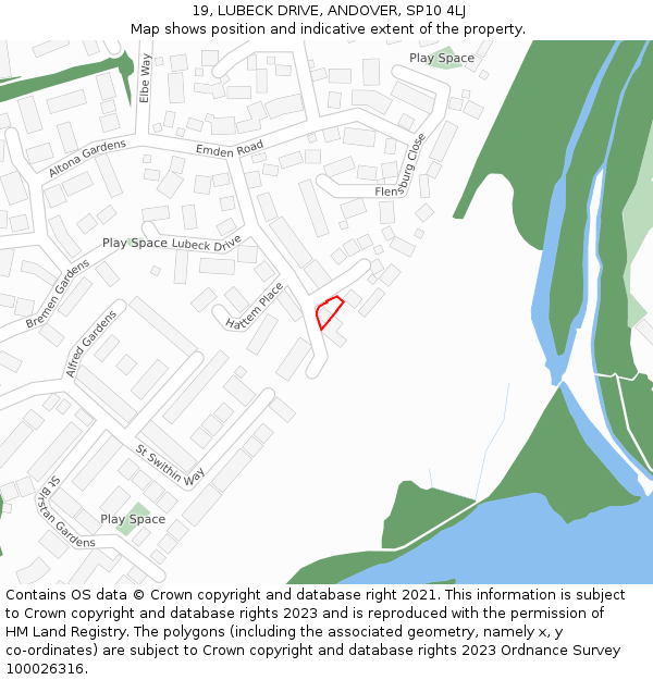 19, LUBECK DRIVE, ANDOVER, SP10 4LJ: Location map and indicative extent of plot