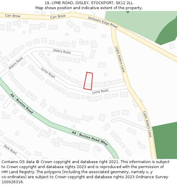 19, LYME ROAD, DISLEY, STOCKPORT, SK12 2LL: Location map and indicative extent of plot