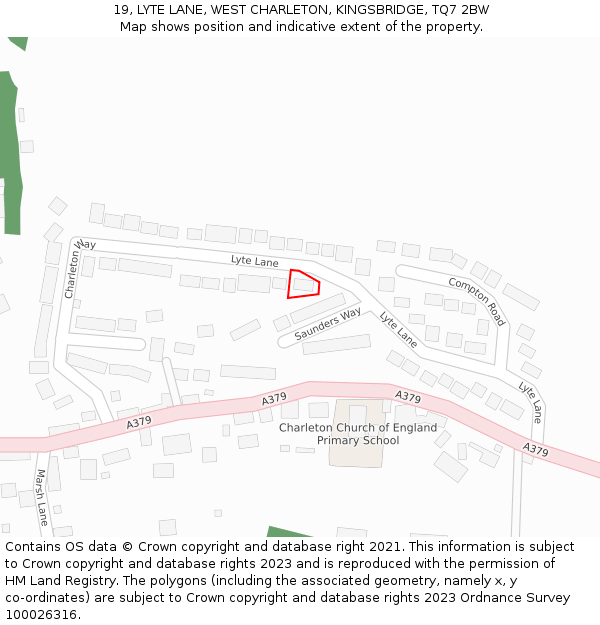 19, LYTE LANE, WEST CHARLETON, KINGSBRIDGE, TQ7 2BW: Location map and indicative extent of plot