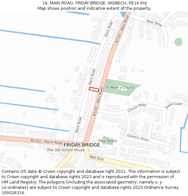 19, MAIN ROAD, FRIDAY BRIDGE, WISBECH, PE14 0HJ: Location map and indicative extent of plot