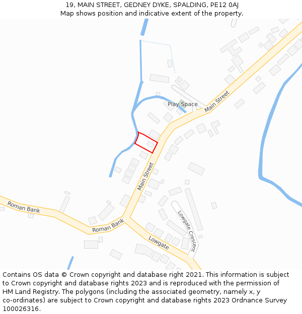 19, MAIN STREET, GEDNEY DYKE, SPALDING, PE12 0AJ: Location map and indicative extent of plot