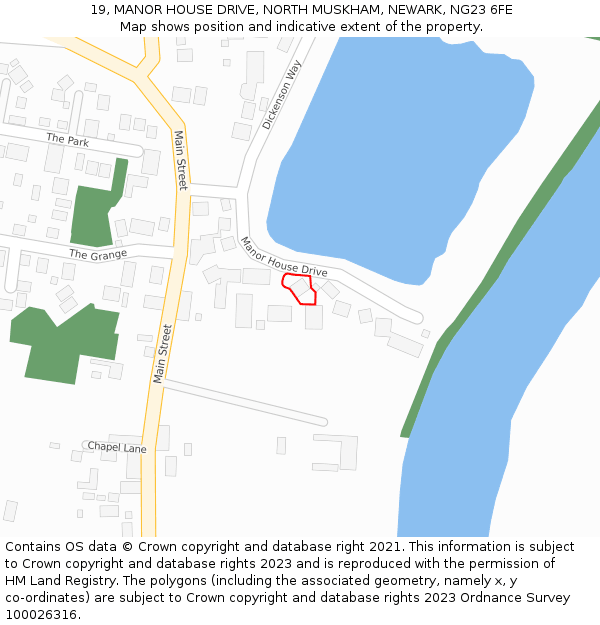 19, MANOR HOUSE DRIVE, NORTH MUSKHAM, NEWARK, NG23 6FE: Location map and indicative extent of plot