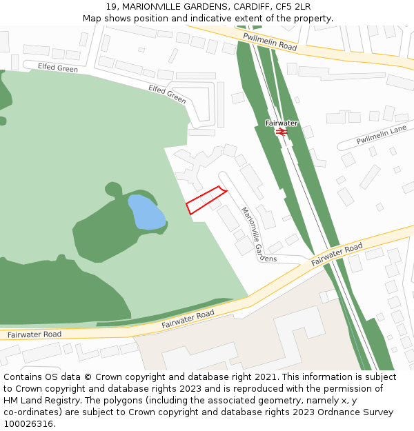 19, MARIONVILLE GARDENS, CARDIFF, CF5 2LR: Location map and indicative extent of plot