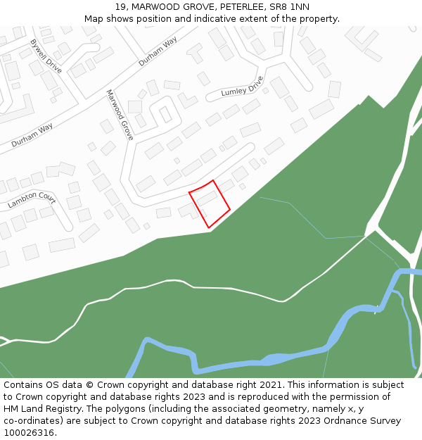 19, MARWOOD GROVE, PETERLEE, SR8 1NN: Location map and indicative extent of plot