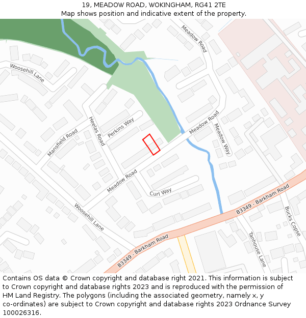 19, MEADOW ROAD, WOKINGHAM, RG41 2TE: Location map and indicative extent of plot