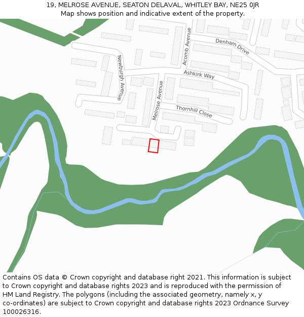 19, MELROSE AVENUE, SEATON DELAVAL, WHITLEY BAY, NE25 0JR: Location map and indicative extent of plot