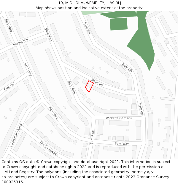 19, MIDHOLM, WEMBLEY, HA9 9LJ: Location map and indicative extent of plot