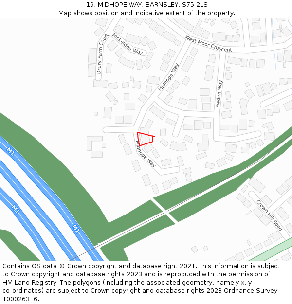 19, MIDHOPE WAY, BARNSLEY, S75 2LS: Location map and indicative extent of plot