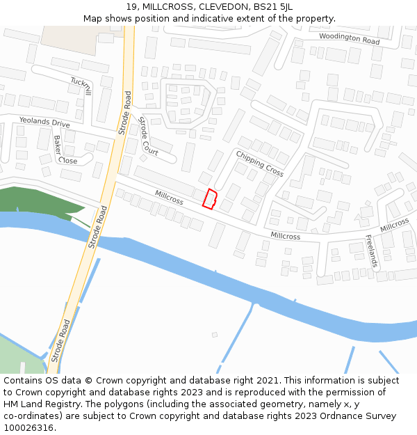 19, MILLCROSS, CLEVEDON, BS21 5JL: Location map and indicative extent of plot