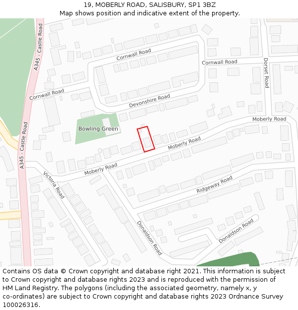 19, MOBERLY ROAD, SALISBURY, SP1 3BZ: Location map and indicative extent of plot