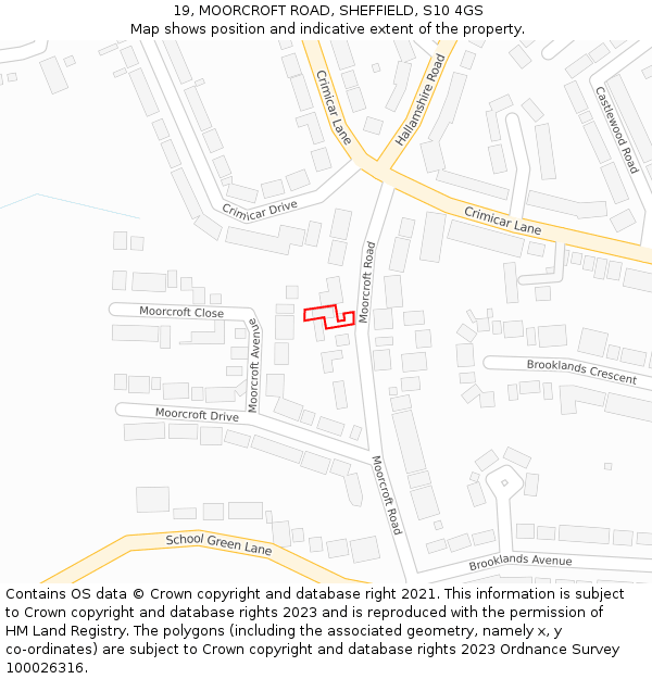 19, MOORCROFT ROAD, SHEFFIELD, S10 4GS: Location map and indicative extent of plot