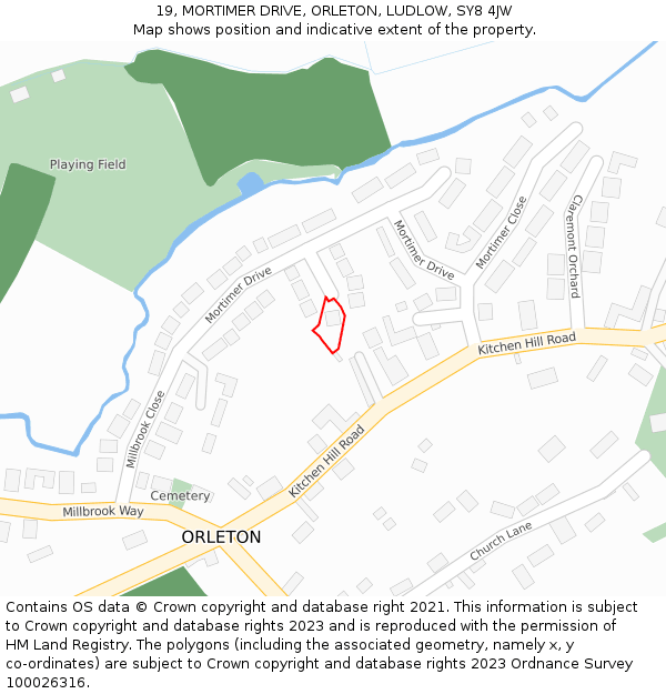19, MORTIMER DRIVE, ORLETON, LUDLOW, SY8 4JW: Location map and indicative extent of plot